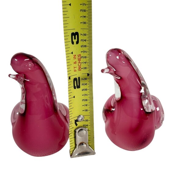 Vintage Murano Made In Italy Pink Birds Art Glass Lot Of 2 - Picture 9 of 9